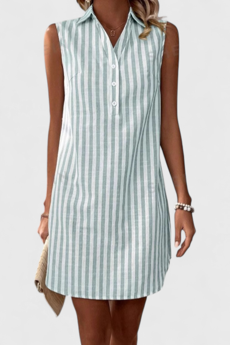 Hiley Sleeveless Striped Shirt Dress