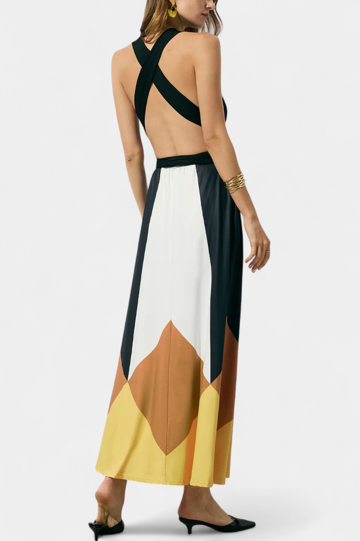 Nava Long Multi-Formal Dress with Open Back and Flexible Silhouette