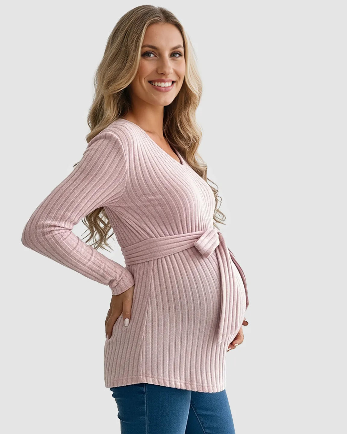 Gloria - Tie-Waist Ribbed Maternity Top