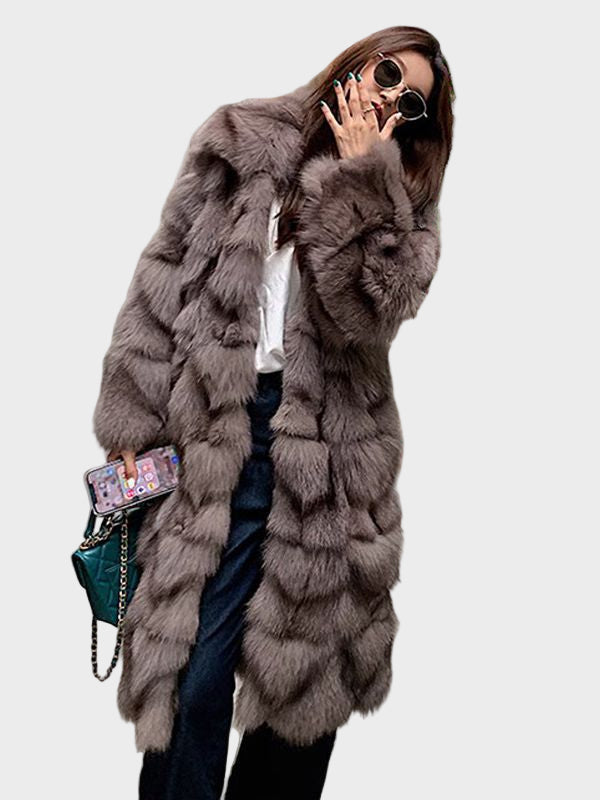Dawn - Long faux fox fur coat