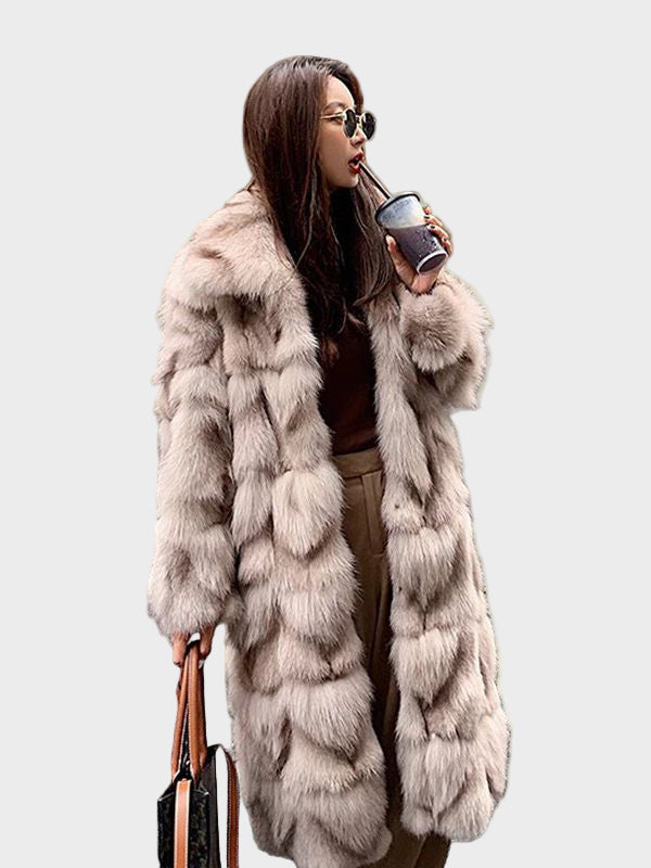 Dawn - Long faux fox fur coat