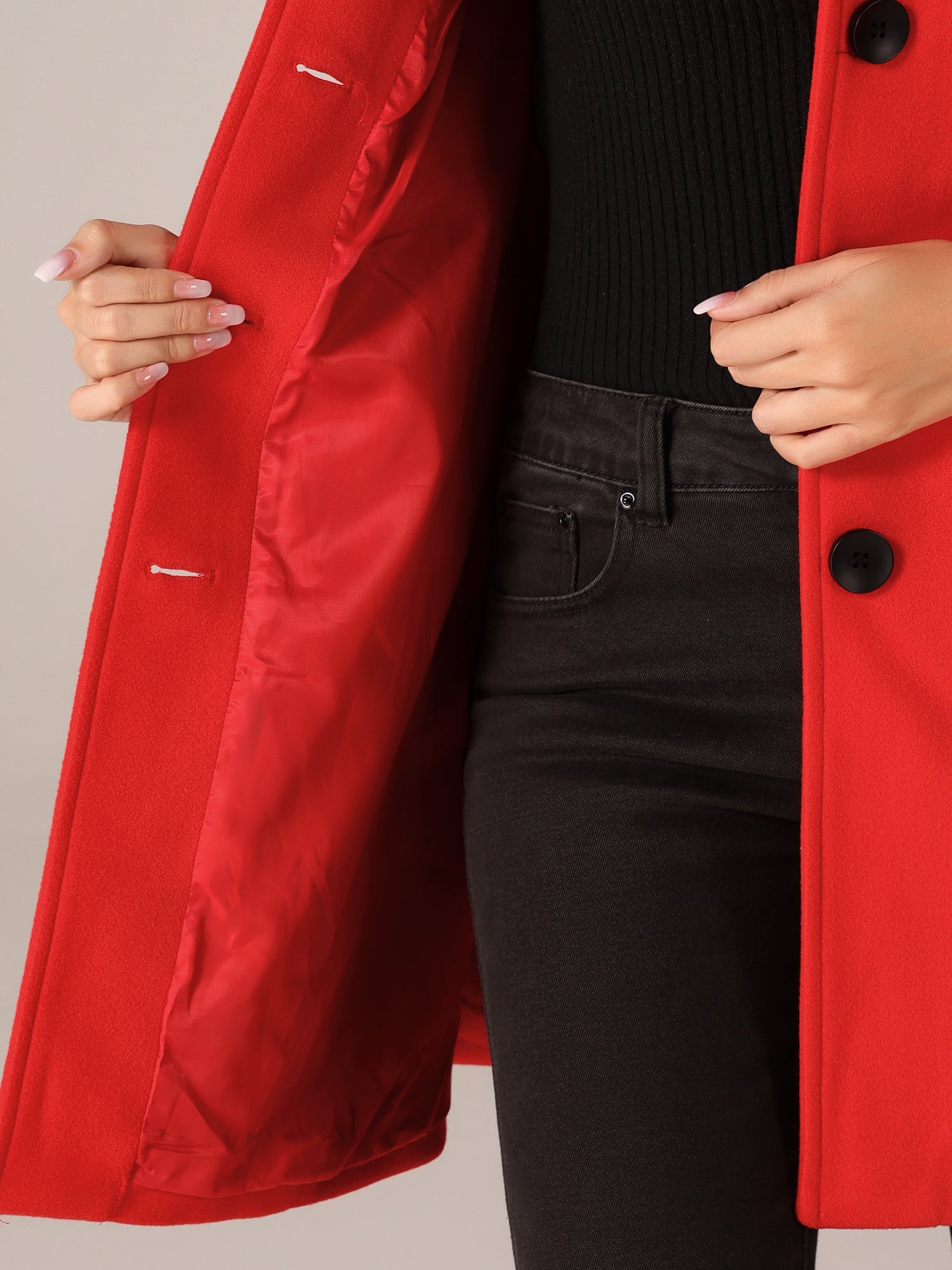 Josephine | women's trendy winter coat with one row of buttons